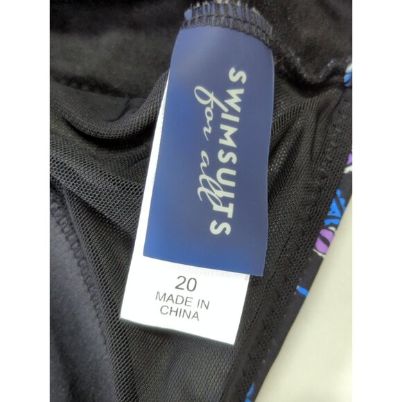 Swimsuits For All Womens Plus 20 Plunge One Piece Swimsuit Black Blue Swimwear - Picture 5 of 9